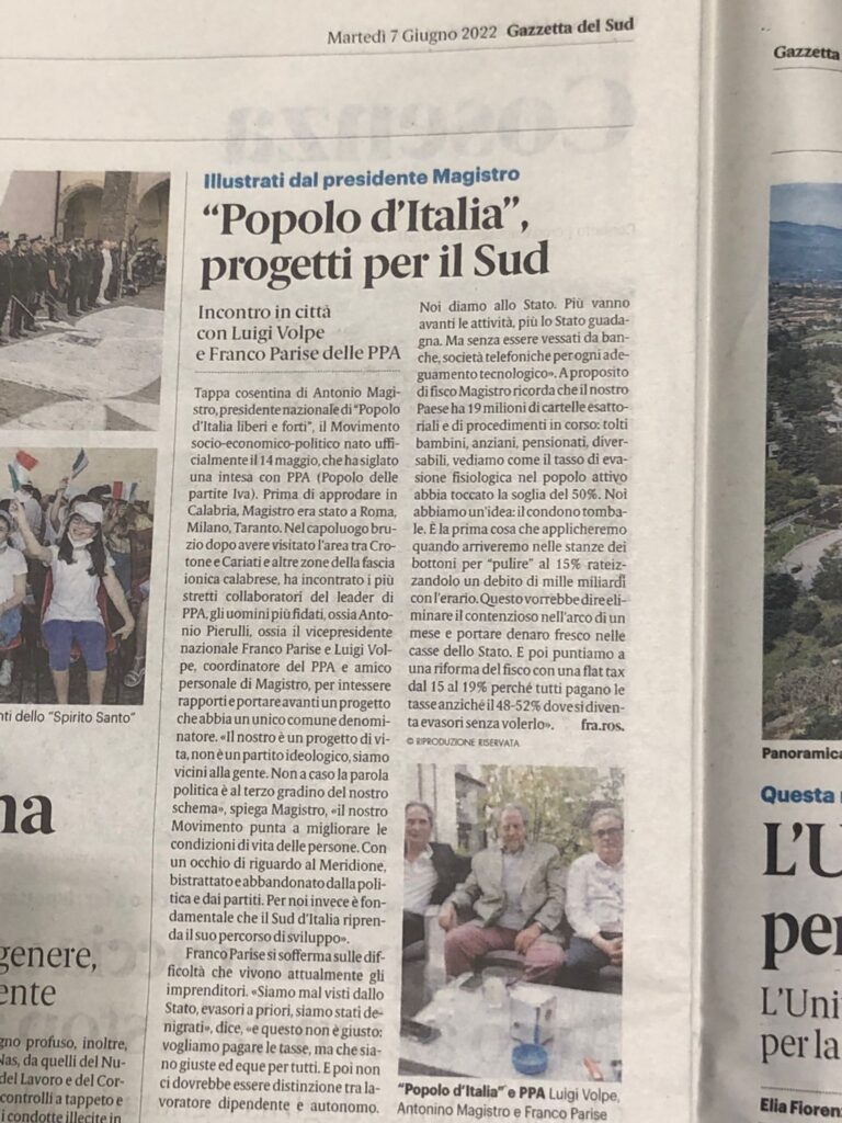 Articolo sulla Gazzetta del Sud sull’incontro a Cosenza